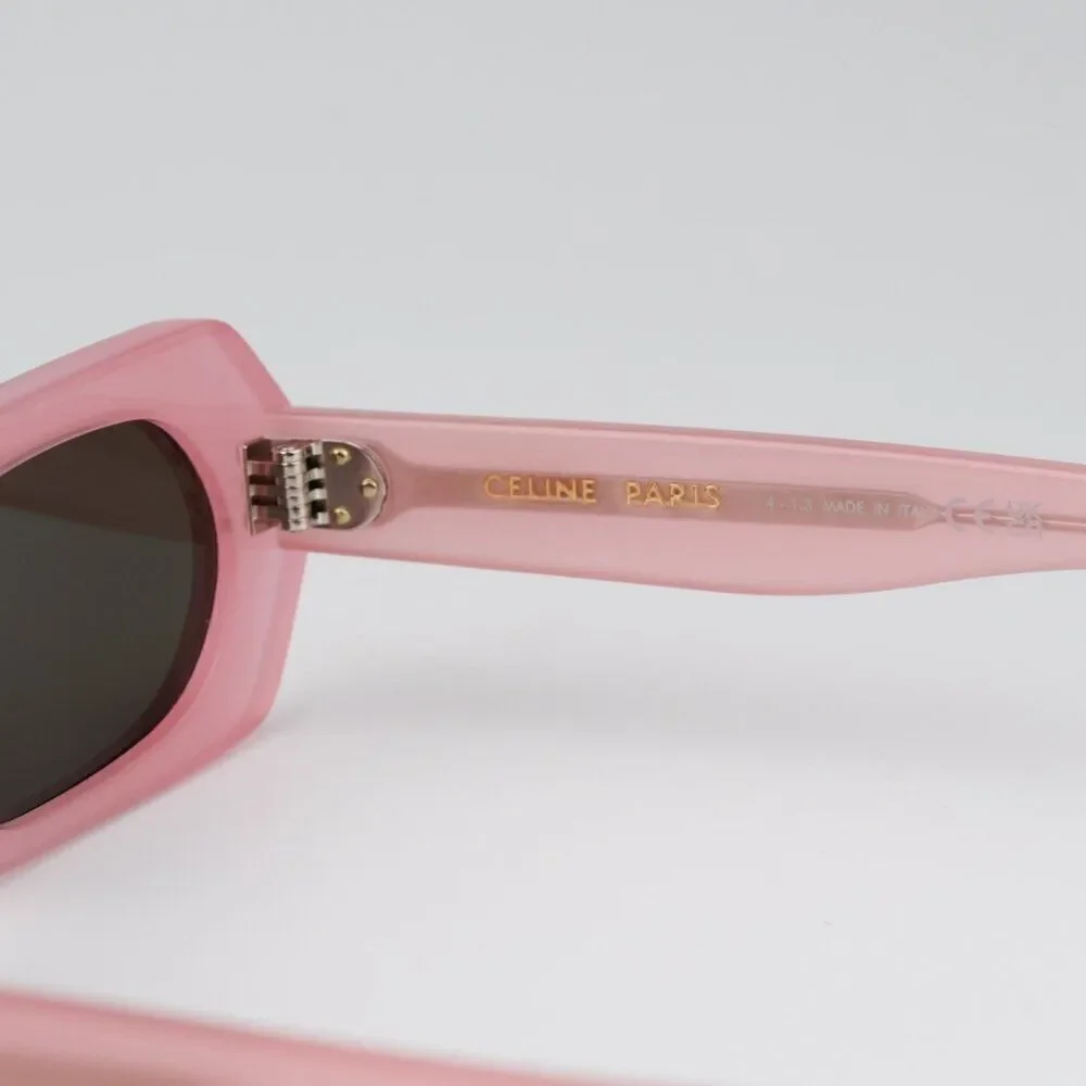 NEW Celine CL40243I 72J Shiny Opal Pink Brown  Rectangle Women Sunglasses